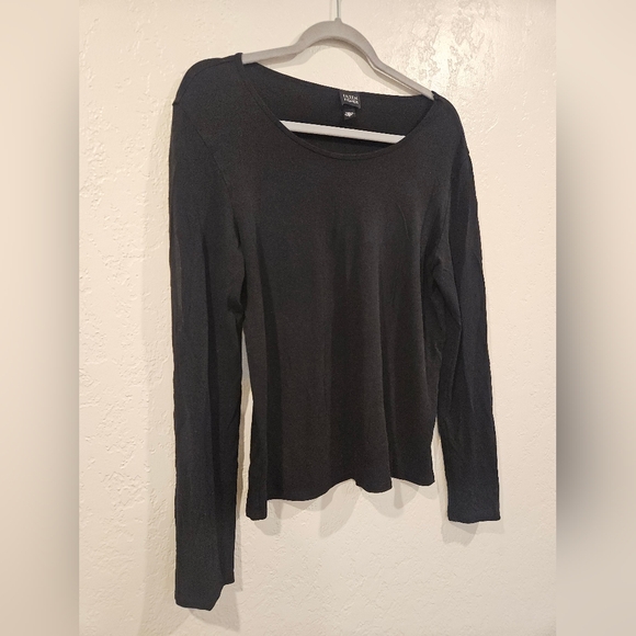 Eileen Fisher Tops - Eileen Fisher Black Long Sleeve Scoop Neck Top Viscose Spandex Womens Size Med